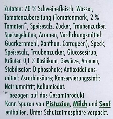 Mortadella-Traum ingredients label