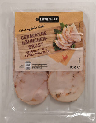 Gebackene Hähnchenbrust, gepökelt, mit feinen Kräutern