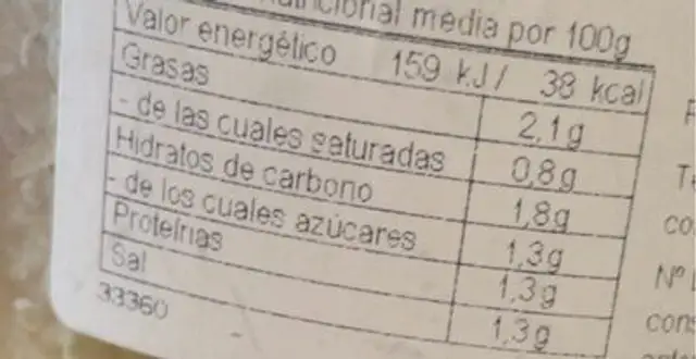 CHOUCROUTE PASTEURIZADO nutrition facts table