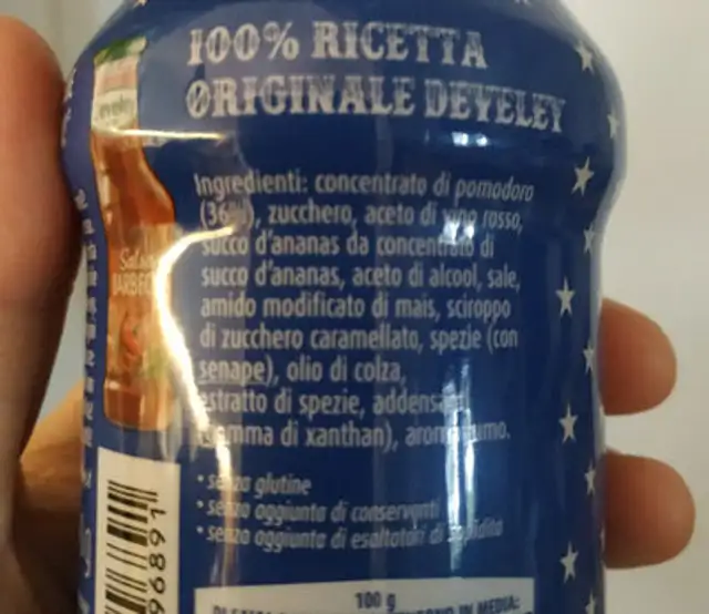 Salsa Barbecue ingredients label