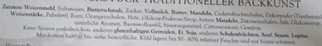 Dresdner Christstollen ingredients label