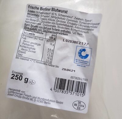 Frische Berliner Blutwurst