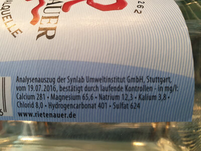 Rietenauer Naturell ingredients label