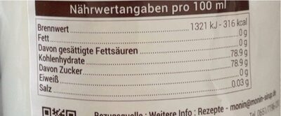 Mandel Sirup nutrition facts table