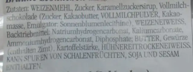 Nürnberger Burgsteine ingredients label