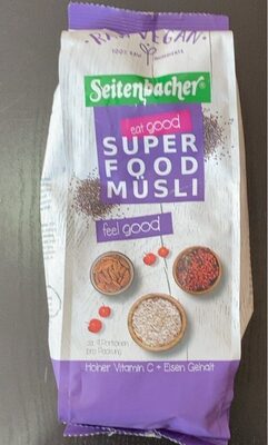 Super food müsli front packaging