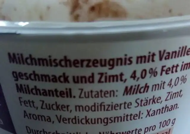 Salep ingredients label