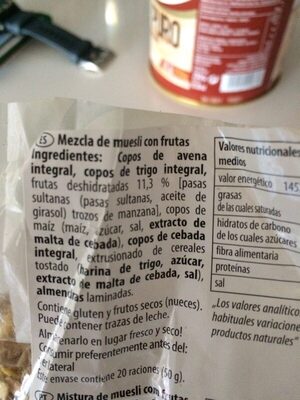 Bircher Muesli ingredients label