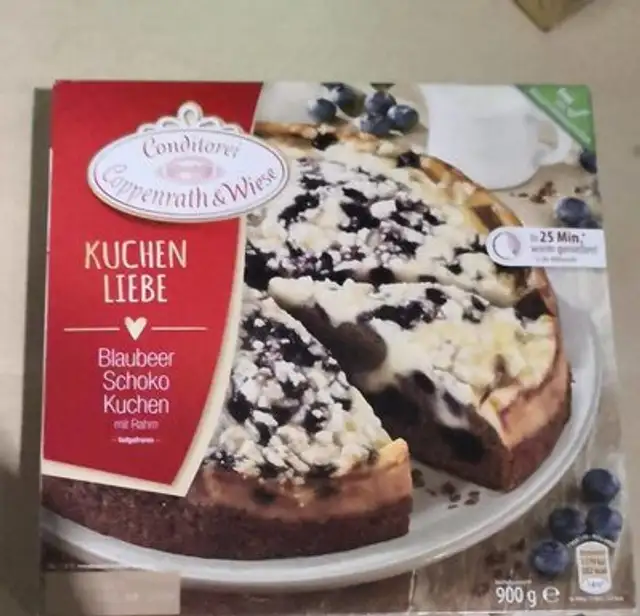 Blaubeer Schoko Kuchen mit Rahm front packaging