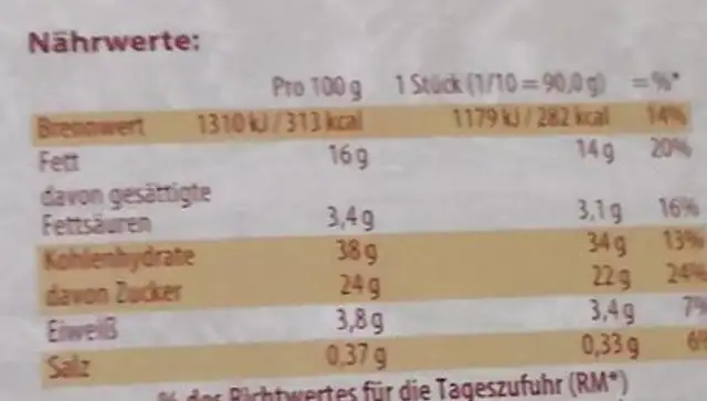 Blaubeer Schoko Kuchen mit Rahm nutrition facts table