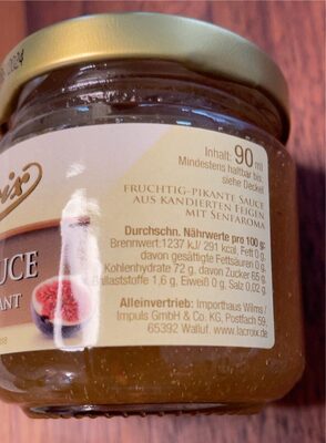 Feigensauce Fruchtig-Pikant nutrition facts table