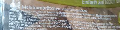 Mehrkorn Brötchen zum Fertigbacken ingredients label