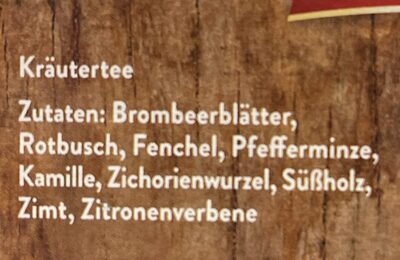 9 Kräuter ingredients label