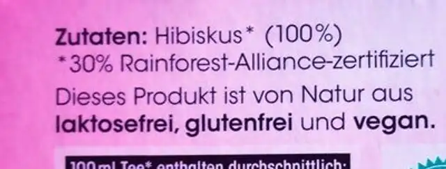Malve Teebeutel ingredients label