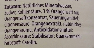 Orangemlimonade ingredients label