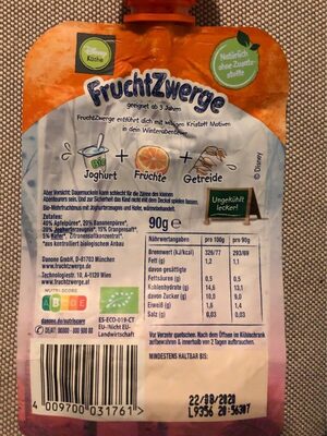 Danone FruchtZwerge Quetschi BIO 90g Apfel-Orange + Hafer + Joghurt
