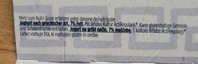 Danone ACTIVIA®Joghurt Natur griechischer Art 4x110g ingredients label