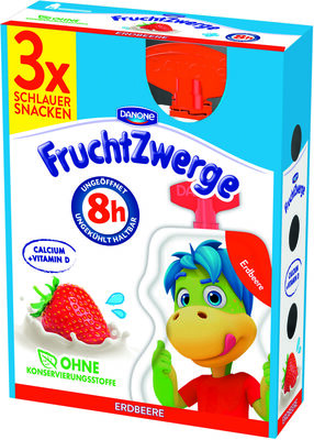 Danone FruchtZwerge für unterwegs Erdbeere 3 x 70g front packaging