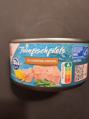 Thunfischfilets in Sonnenblumenöl front packaging