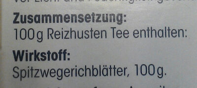 Reizhustentee ingredients label