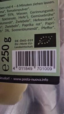 Frische Maultaschen mit Spinat ingredients label