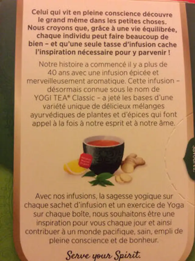 The vert gingembre citron nutrition facts table