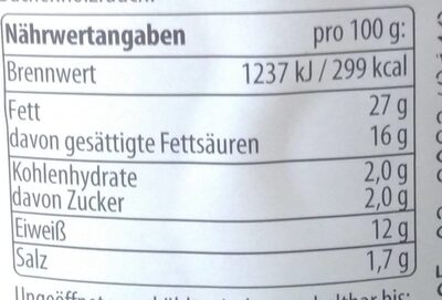 Bockwurst im Glas nutrition facts table