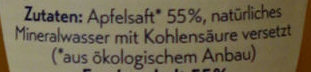 Schorle Apfel ingredients label