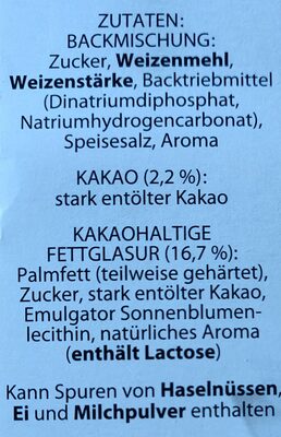 Marmorkuchen ingredients label