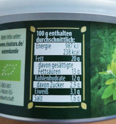 Kräuter Sandwich Creme nutrition facts table
