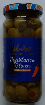 Hojiblanca Oliven mit Paprikapaste front packaging