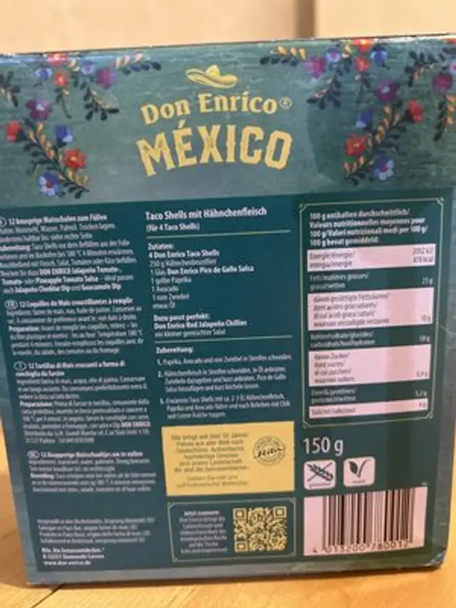 Taco Shells nutrition facts table