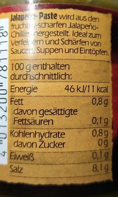 Don Enrico JALAPENO-PASTE 100g 3,73€ 1kg 37,30€ nutrition facts table