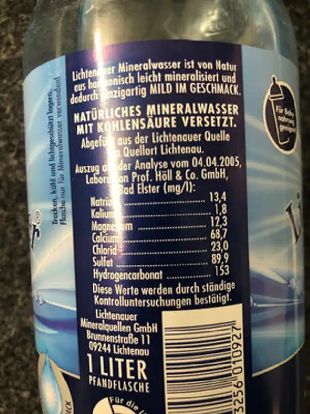 Lichtenauer Mineralquellen - spritzig ingredients label