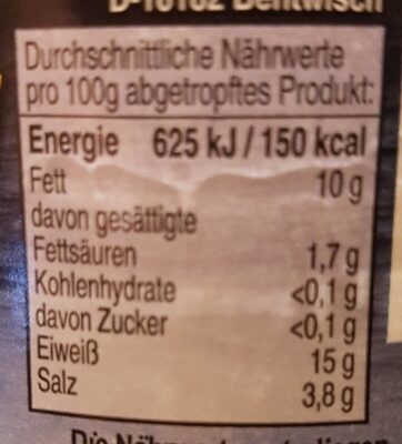 Bismarckhering im würzigen Aufguss nutrition facts table