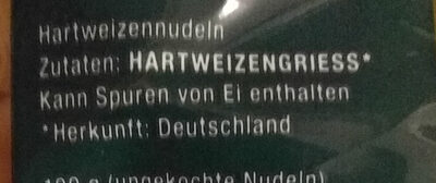 Makkaroni Nudeln ingredients label