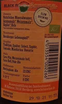 Ketterer Black Forest Summer Ale front packaging