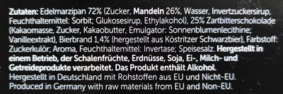 Köstritzer Schwarzbier Marzipan Pralinen ingredients label