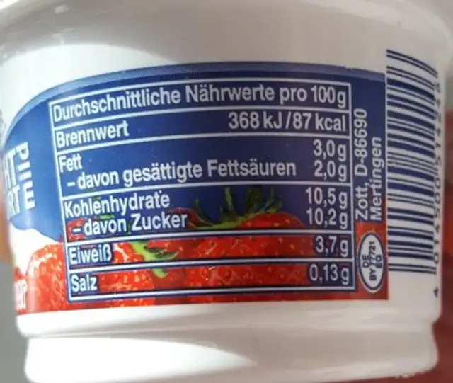 frucht joghurt ingredients label