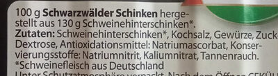 Schwarzwälder Schinken ingredients label