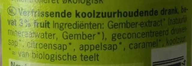 Biozisch ingredients label