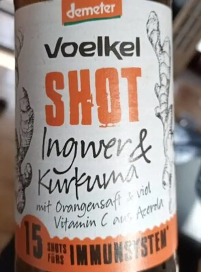 Voelkel Shot Ingwer und Kurluma front packaging