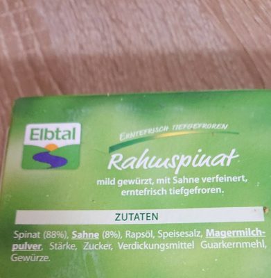 Epinard spinat ingredients label