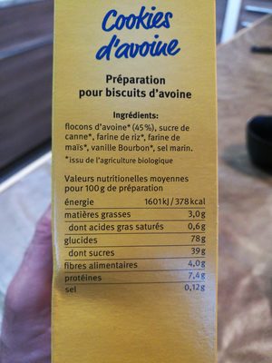 PREPARATION COOKIES AVOINE SANS GLUTEN