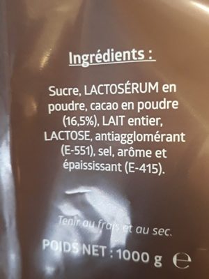 Excel choc ingredients label