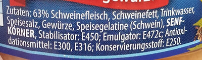 Jagdwurst ingredients label