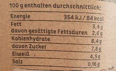 Natur Joghurt & ein Hauch Vanille nutrition facts table