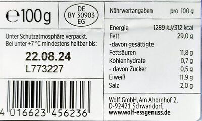 Bayerischer Leberkäse fein nutrition facts table