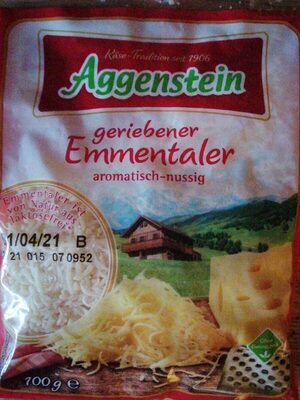 Geriebener Emmentaler front packaging