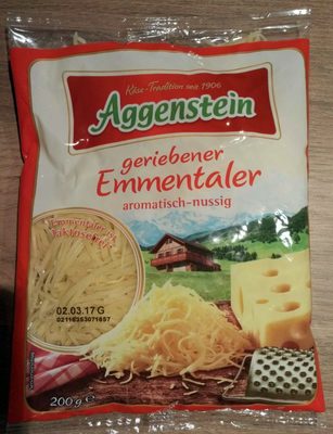 Geriebener Emmentaler aromatisch-nussig front packaging